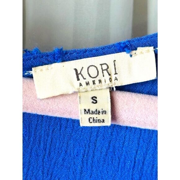 Kori America Women’s Size Small Blue Tiered Mini Dress • Ruffled Cap Sleeves - Picture 8 of 10